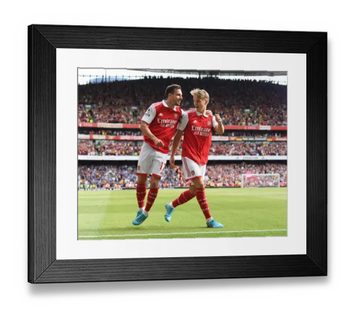 Framed Print : Five-Star Odegaard: Martin's Brace Powers Arsenal to Dominant 5-0 Victory over Everton (2021-22)