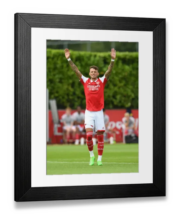 Framed Print : Arsenal's Ben White Shines in Pre-Season: Arsenal vs Ipswich Town (July 2022)
