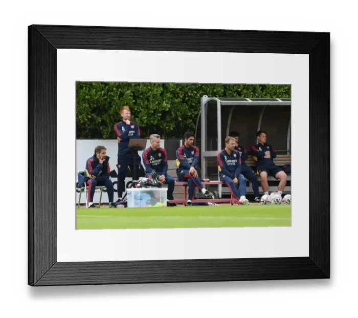 Framed Print : Arsenal Manager Mikel Arteta and Coaches Prepare for Arsenal v Ipswich Town Pre-Season Friendly Framed Print : Arsenal Manager Mikel Arteta and Coaches Prepare for Arsenal v Ipswich Town Pre-Season Friendly