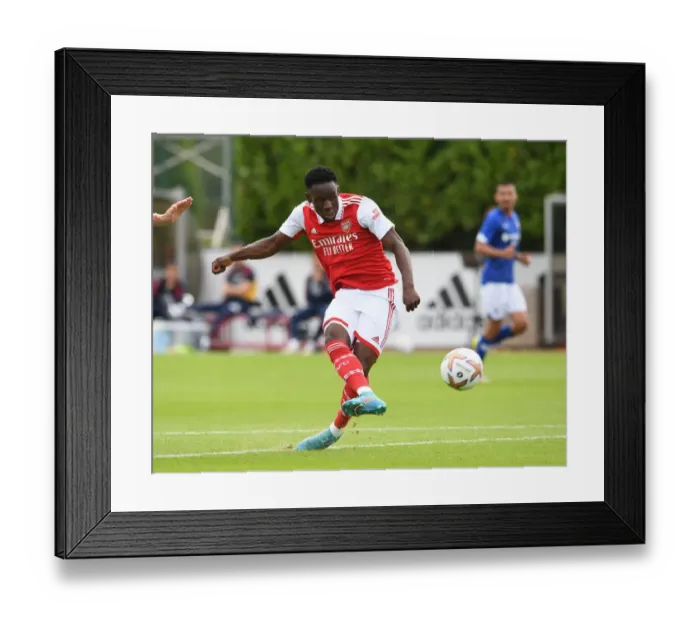 Framed Print : Arsenal's Flo Balogun Scores Pre-Season Goal Against Ipswich Town Framed Print : Arsenal's Flo Balogun Scores Pre-Season Goal Against Ipswich Town