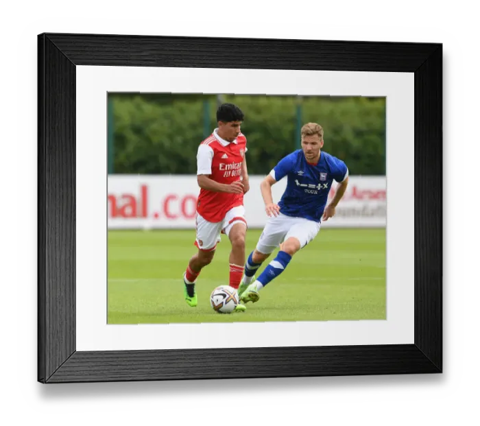 Framed Print : Arsenal's Oulad M'hannach Trains Ahead of Arsenal vs Ipswich Town Pre-Season Friendly, 2022