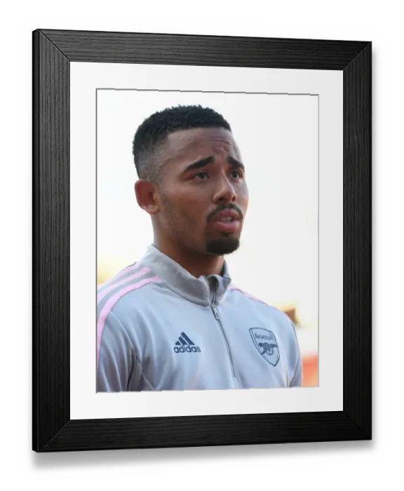 Framed Print : Gabriel Jesus Post-Match Reflections: Arsenal's Victory over 1. FC Nurnberg in 2022 Pre-Season Friendly
