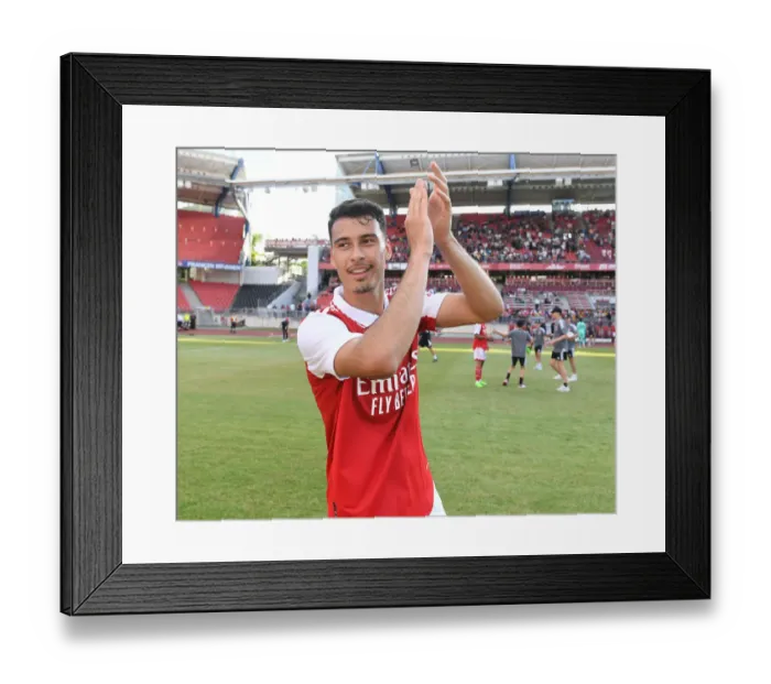 Framed Print : Arsenal's Gabriel Martinelli Celebrates Pre-Season Victory with Fans at FC Nurnberg Framed Print : Arsenal's Gabriel Martinelli Celebrates Pre-Season Victory with Fans at FC Nurnberg