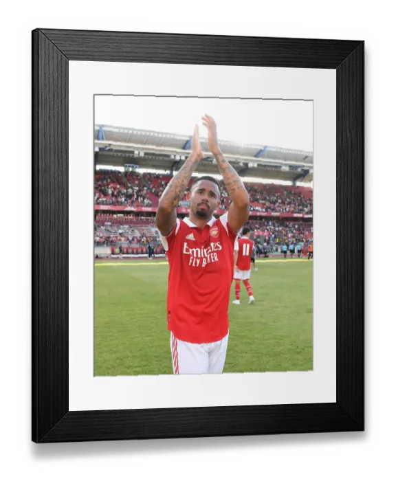 Framed Print : Arsenal's Gabriel Jesus: Celebrating Pre-Season Victory with Ecstatic Fans in Nuremberg