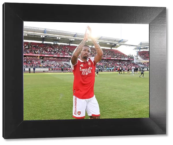 Arsenal's Gabriel Jesus Celebrates with Fans after Pre-Season Victory over FC Nurnberg (2022-23)