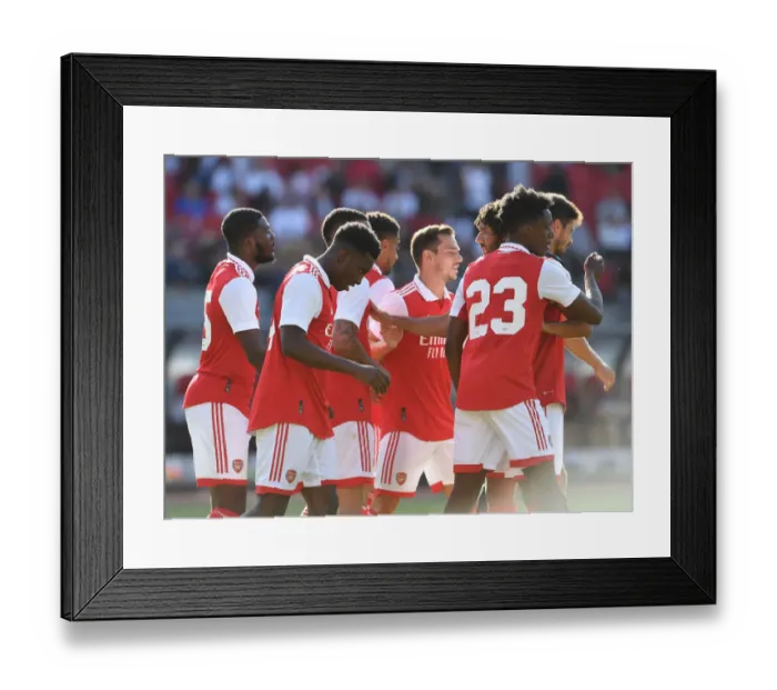 Framed Print : Arsenal Celebrates Goals in Pre-Season Friendly Against 1. FC Nürnberg Framed Print : Arsenal Celebrates Goals in Pre-Season Friendly Against 1. FC Nürnberg