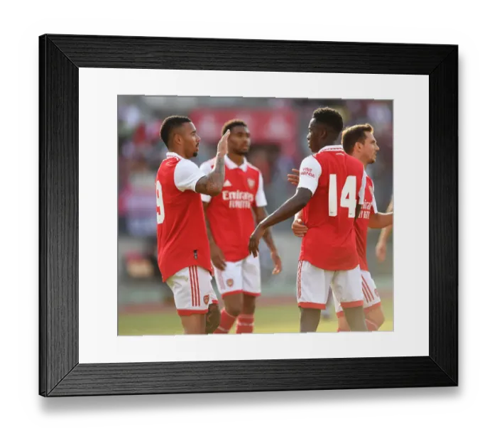 Framed Print : Arsenal's Gabriel Jesus and Eddie Nketiah Celebrate Goal Against 1. FC Nurnberg in Pre-Season Friendly Framed Print : Arsenal's Gabriel Jesus and Eddie Nketiah Celebrate Goal Against 1. FC Nurnberg in Pre-Season Friendly