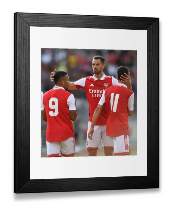 Framed Print : Arsenal Celebrates Goals Against 1. FC Nurnberg in Pre-Season Match