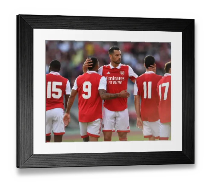 Framed Print : Arsenal's Triple Threat: Mari, Jesus, and Martinelli Celebrate Goals Against 1. FC Nürnberg Framed Print : Arsenal's Triple Threat: Mari, Jesus, and Martinelli Celebrate Goals Against 1. FC Nürnberg