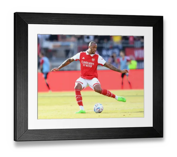 Framed Print : Arsenal's Gabriel Magalhaes in Action: FC Nurnberg vs. Arsenal (2022 Pre-Season Friendly)