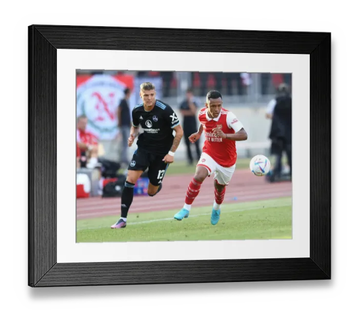 Framed Print : Marquinhos Shines: Arsenal's Standout Performance Against 1. FC Nurnberg in Pre-Season Friendly