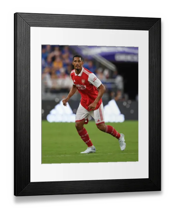 Framed Print : William Saliba Shines: Arsenal's Dominant Pre-Season Victory Over Everton in Baltimore