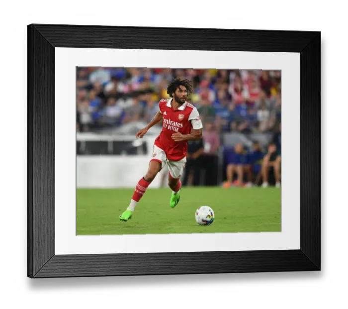 Framed Print : Arsenal FC Training in USA: Mohamed Elneny at Arsenal vs. Everton Pre-Season Match in Baltimore
