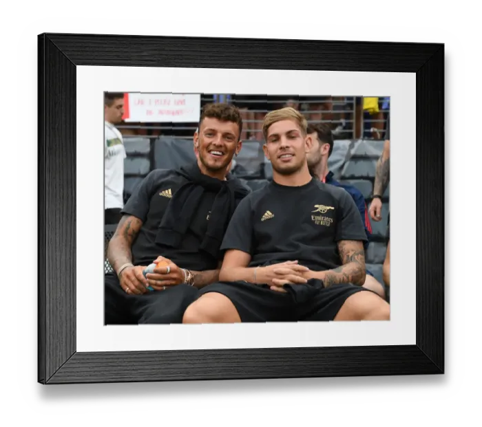 Framed Print : Arsenal Stars Ben White and Emile Smith Rowe Before Pre-Season Clash Against Everton in Baltimore