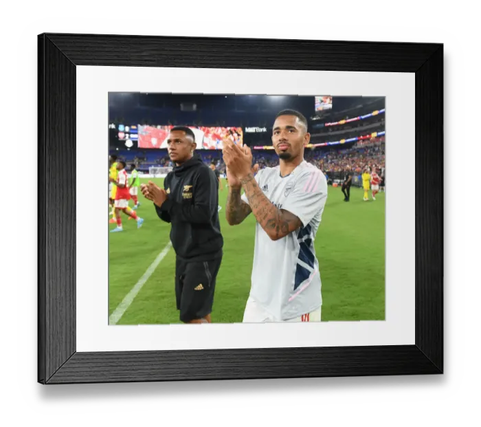 Framed Print : Arsenal's Gabriel Jesus Greets Fans in Baltimore after Pre-Season Match against Everton