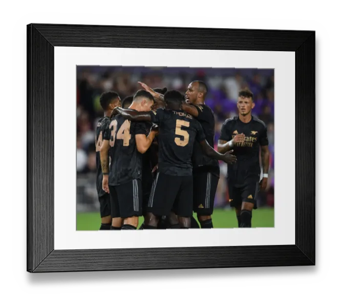 Framed Print : Arsenal's Magalhaes Celebrates Nelson's Goal in Orlando Pre-Season Win Framed Print : Arsenal's Magalhaes Celebrates Nelson's Goal in Orlando Pre-Season Win