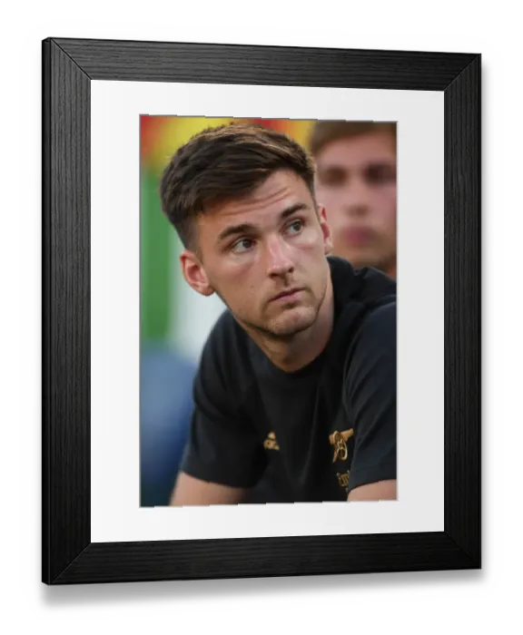 Framed Print : Arsenal's Kieran Tierney Gears Up for Arsenal v Chelsea - Florida Cup 2022-23