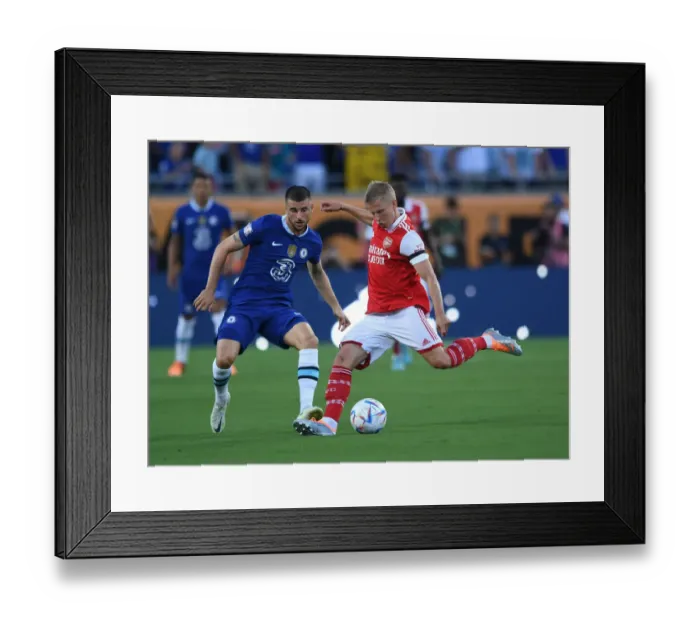 Framed Print : Clash in Florida: Arsenal vs. Chelsea - Zinchenko vs. Mount