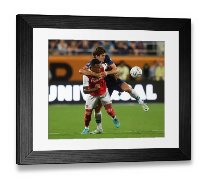 Framed Print : Marquinhos vs. Alonso: A Titanic Clash in the Arsenal vs. Chelsea Florida Cup