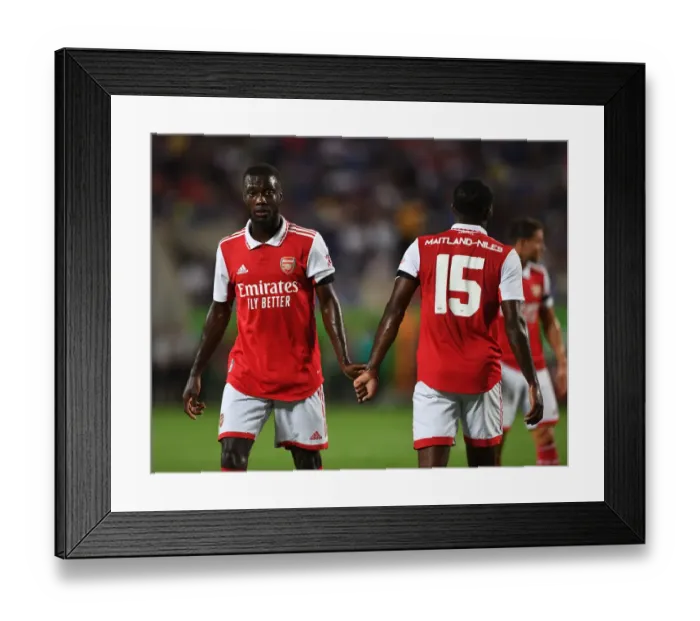 Framed Print : Arsenal's Pepe and Maitland-Niles Face Off Against Chelsea in Florida Cup