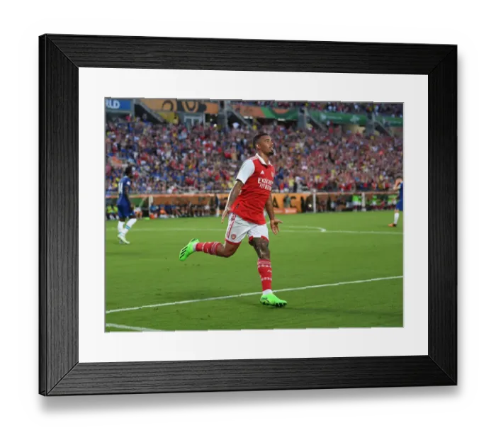 Framed Print : Gabriel Jesus Scores First Goal: Arsenal Tops Chelsea in Florida Cup 2022-23