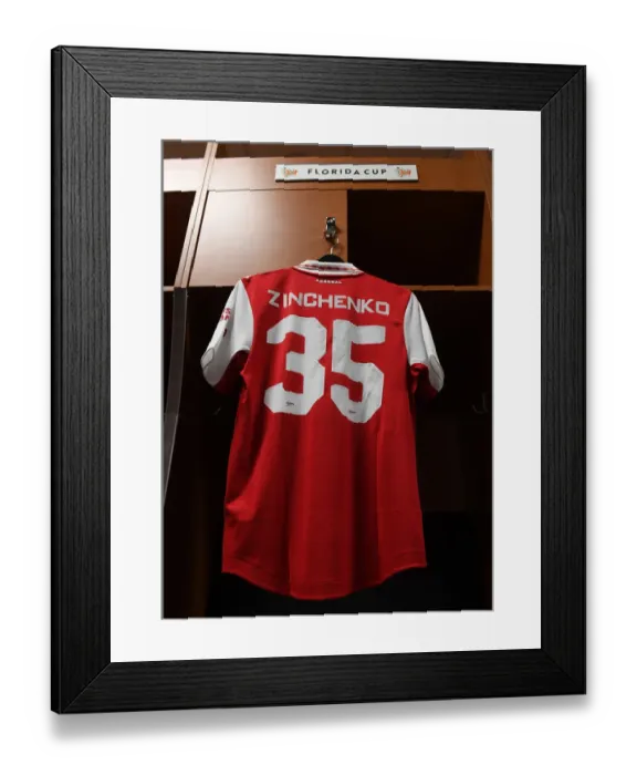 Framed Print : Arsenal's Zinchenko Gears Up: Arsenal vs. Chelsea - Florida Cup 2022-23