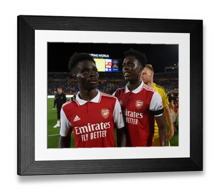 Framed Print : Arsenal's Saka and Lokonga Reunite After Chelsea Clash in Florida Cup