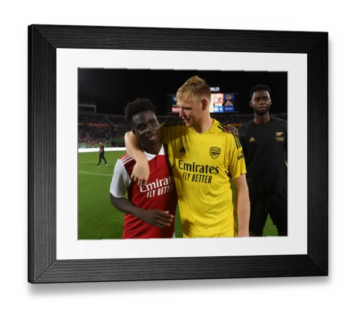 Framed Print : Arsenal's Ramsdale and Saka: Florida Cup Showdown Against Chelsea