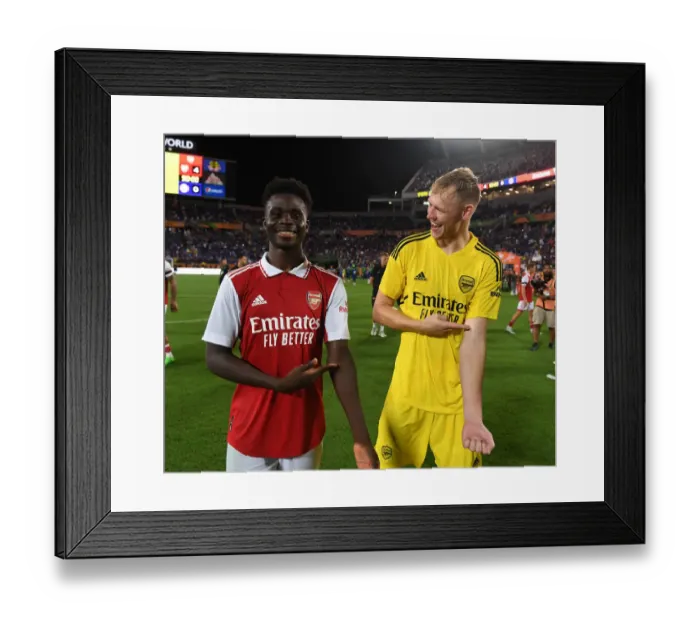 Framed Print : Arsenal's Ramsdale and Saka Clash in Florida Cup Match Against Chelsea