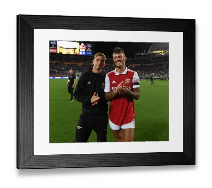 Framed Print : Arsenal's Ben White and Emile Smith Rowe Celebrate Florida Cup Victory Over Chelsea Framed Print : Arsenal's Ben White and Emile Smith Rowe Celebrate Florida Cup Victory Over Chelsea