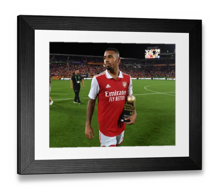 Framed Print : Arsenal's Gabriel Jesus Named Man of the Match in Florida Cup Win Against Chelsea