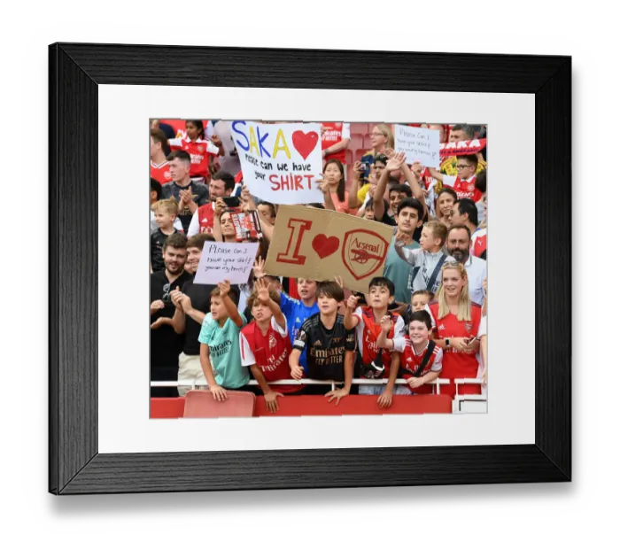 Framed Print : Young Arsenal Fans Celebrate after Emirates Cup Match against Sevilla, 2022 Framed Print : Young Arsenal Fans Celebrate after Emirates Cup Match against Sevilla, 2022