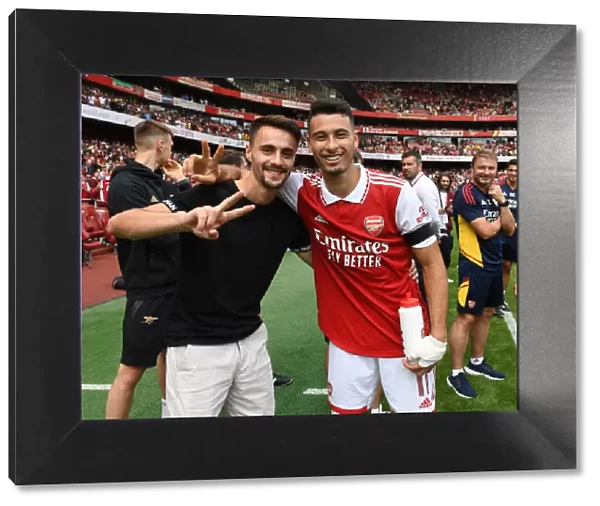 Arsenal's Fabio Vieira and Gabriel Martinelli Celebrate Post-Match at Emirates Cup 2022