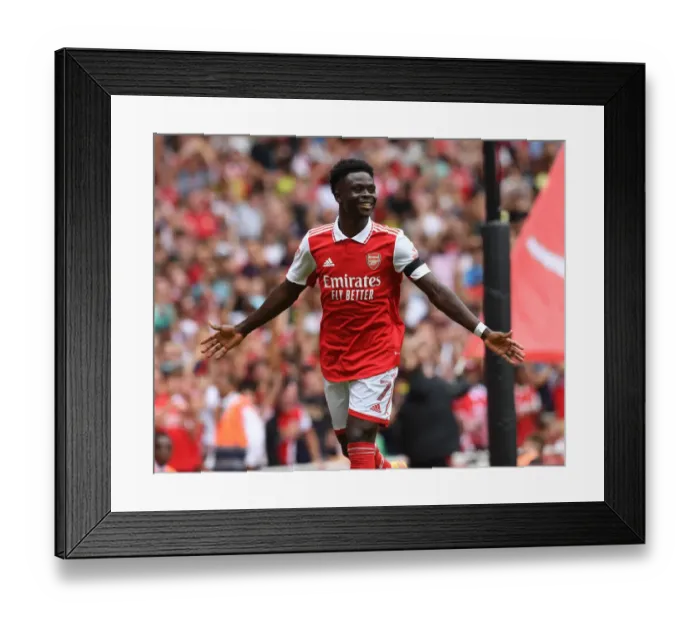 Framed Print : Bukayo Saka Scores Arsenal's Fourth Goal in Emirates Cup 2022 Victory Framed Print : Bukayo Saka Scores Arsenal's Fourth Goal in Emirates Cup 2022 Victory