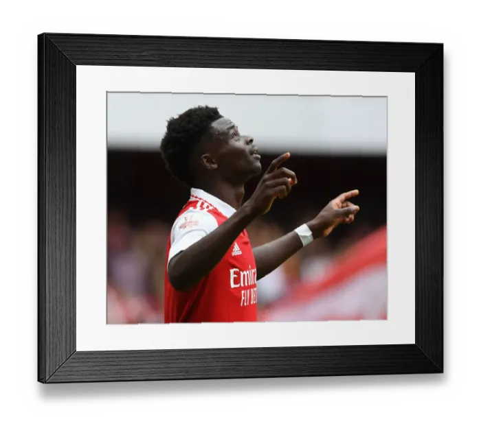 Framed Print : Bukayo Saka Scores His Fourth: Arsenal's Emirates Cup Victory over Sevilla