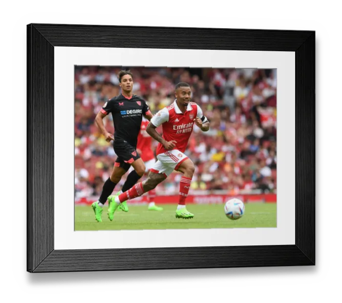 Framed Print : Gabriel Jesus Stars: Arsenal Takes on Sevilla in Emirates Cup Showdown