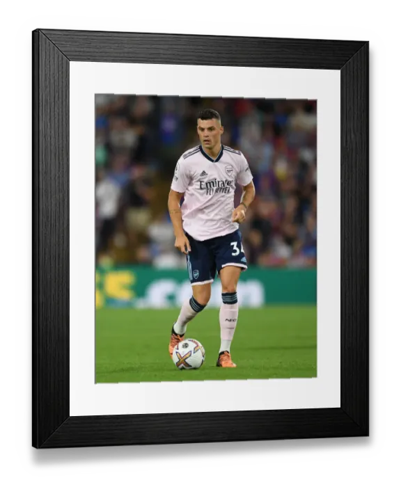 Framed Print : Granit Xhaka: Arsenal's Midfield Maestro in Action against Crystal Palace, Premier League 2022-23
