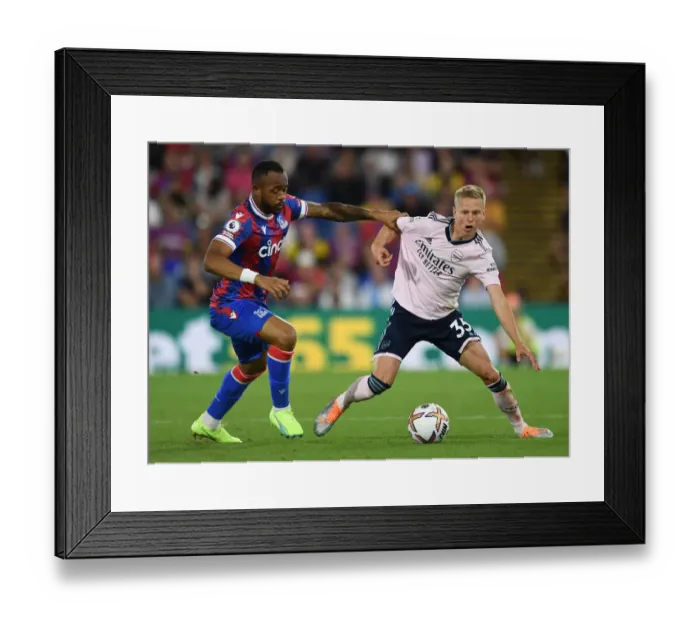 Framed Print : Clash at Selhurst Park: Arsenal's Zinchenko Faces Off Against Crystal Palace's Jordan Ayew in Premier League Showdown Framed Print : Clash at Selhurst Park: Arsenal's Zinchenko Faces Off Against Crystal Palace's Jordan Ayew in Premier League Showdown