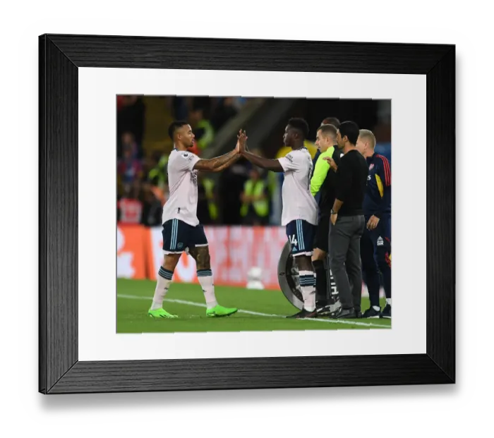 Framed Print : Gabriel Jesus Substituted by Eddie Nketiah: Crystal Palace vs. Arsenal, Premier League 2022-23
