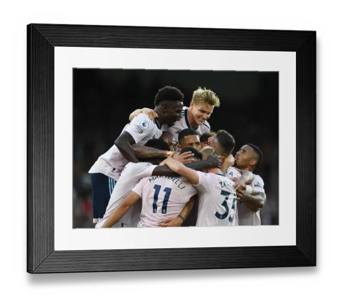 Framed Print : Arsenal Celebrate First Goal: Odegaard, Saka, Saliba, and Jesus vs Crystal Palace, 2022-23 Premier League