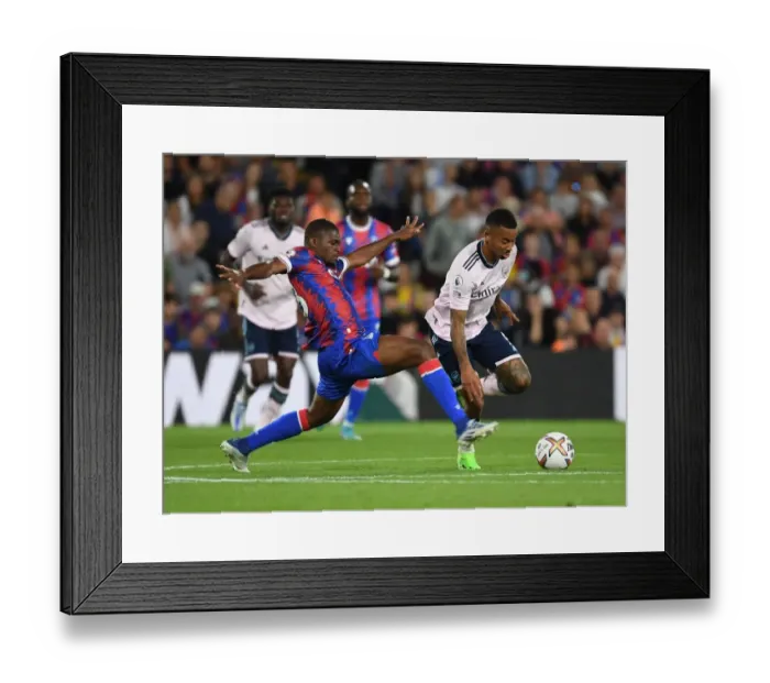 Framed Print : Gabriel Jesus Surges Past Marc Guehi: Arsenal Kicks Off Premier League Season with Thrilling Victory Framed Print : Gabriel Jesus Surges Past Marc Guehi: Arsenal Kicks Off Premier League Season with Thrilling Victory