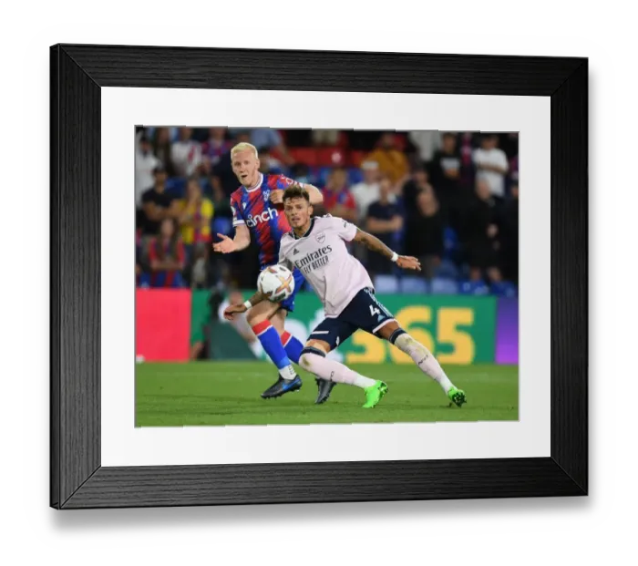 Framed Print : Clash at Selhurst Park: Arsenal's Ben White Faces Off Against Crystal Palace's Will Hughes in Premier League Showdown Framed Print : Clash at Selhurst Park: Arsenal's Ben White Faces Off Against Crystal Palace's Will Hughes in Premier League Showdown