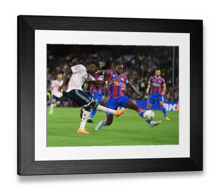 Framed Print : Arsenal's Bukayo Saka Scores Deflected Goal Against Crystal Palace in Premier League Clash (2022-23) Framed Print : Arsenal's Bukayo Saka Scores Deflected Goal Against Crystal Palace in Premier League Clash (2022-23)