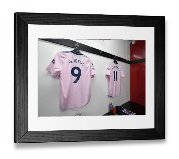 Framed Print : Arsenal's Gabriel Jesus Shirt in Crystal Palace Changing Room - Premier League 2022-23