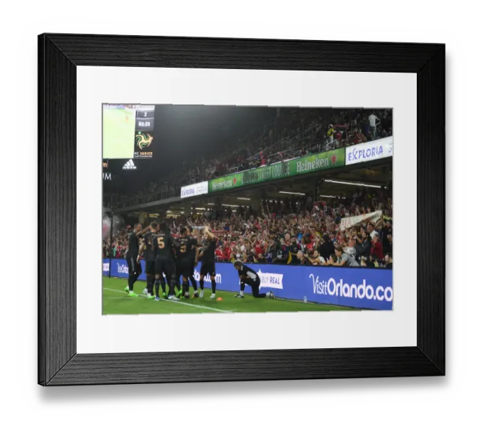 Framed Print : Arsenal Fans Go Wild: Celebrating the Second Goal Against Orlando City SC