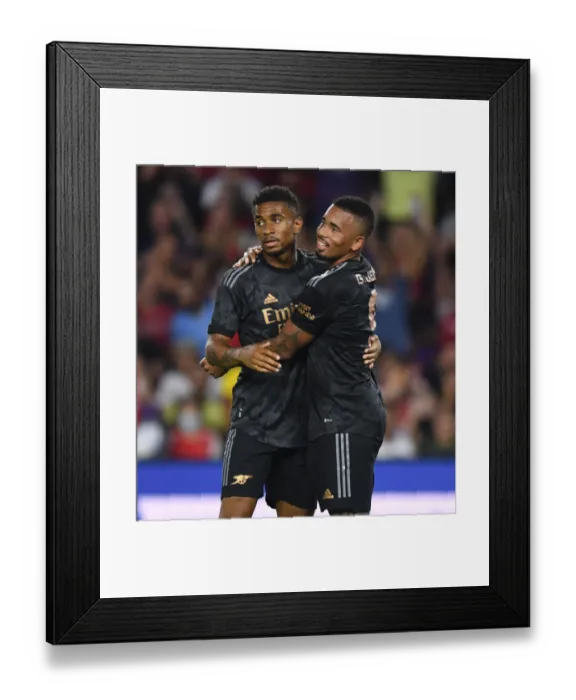 Framed Print : Arsenal's Nelson and Jesus Celebrate Goals in Pre-Season Victory over Orlando City SC