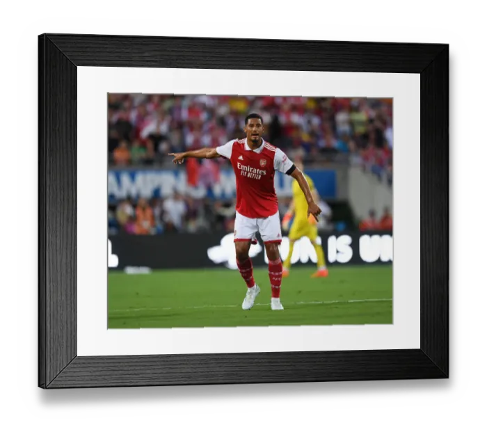 Framed Print : Arsenal's William Saliba Faces Off Against Chelsea in Florida Cup Showdown Framed Print : Arsenal's William Saliba Faces Off Against Chelsea in Florida Cup Showdown