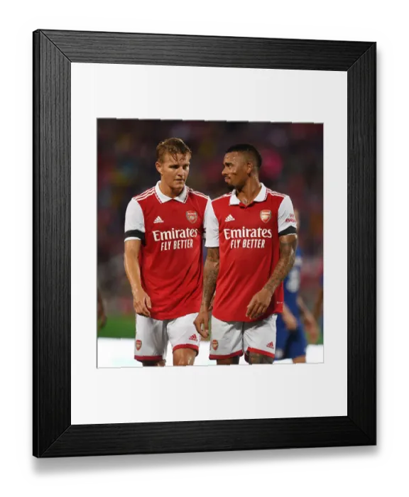 Framed Print : Arsenal's Martin Odegaard and Gabriel Jesus Face Off Against Chelsea in Florida Cup Pre-Season Clash