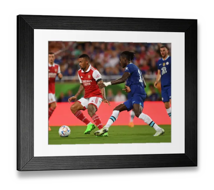 Framed Print : Gabriel Jesus Surges Past Chalobah: Arsenal Outpaces Chelsea in Florida Cup Clash Framed Print : Gabriel Jesus Surges Past Chalobah: Arsenal Outpaces Chelsea in Florida Cup Clash
