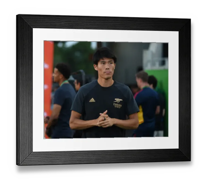 Framed Print : Arsenal's Takehiro Tomiyasu Gears Up for Chelsea Showdown at Florida Cup